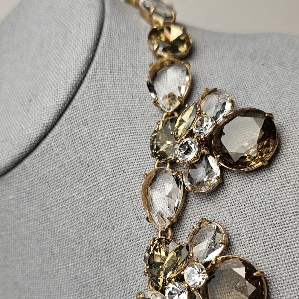 [J. Crew] Smokey Crystal Drop Bib Bumble Bee Statement Necklace - Picture 8 of 16